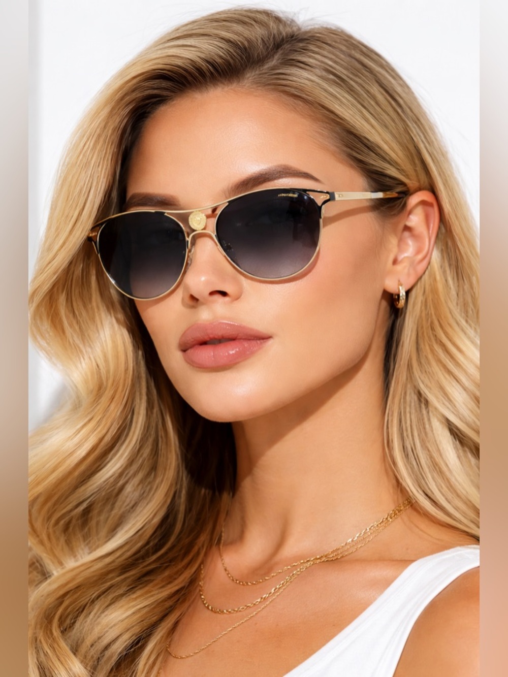 Authentic VERSACE Polarized CAT EYE Sunglasses FULL INCLUSION BLACK/GOLD VE2237